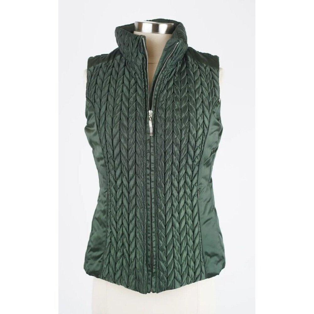 $650 Post Card Padded Quilted Vest SZ Small/ 4 Forest Green MINT